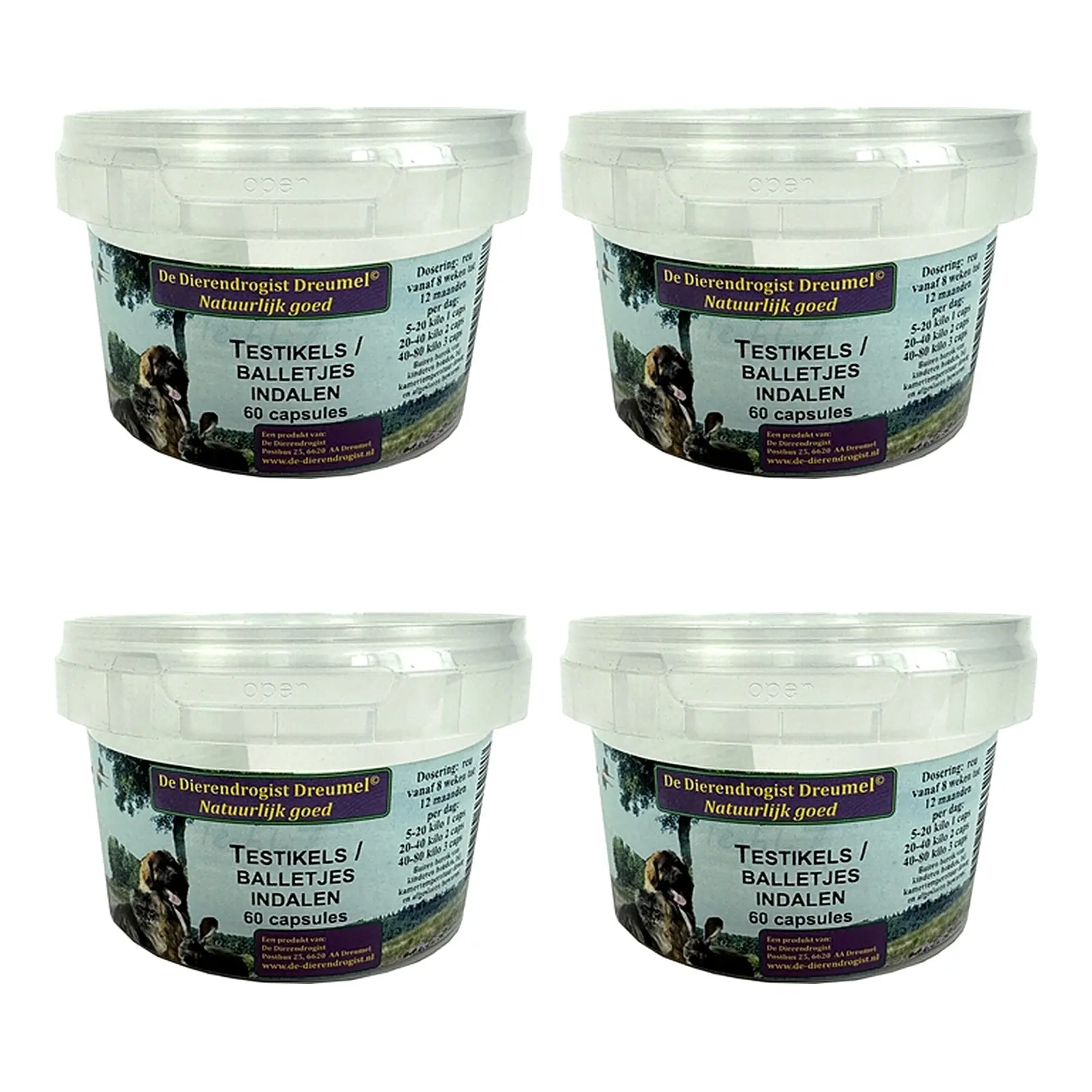 Dierendrogist Testikels Indalen 60 capsules – 4 stuks, supplement voor reuen (multipack) - Afbeelding 1