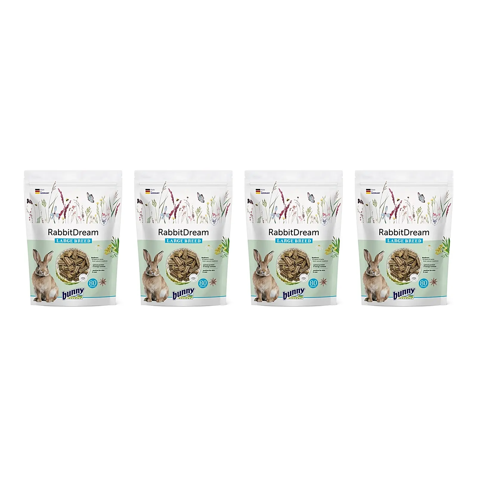Bunny Nature Konijnendroom Large Breed konijnenvoer 1,5 kg – 4 stuks, groot ras (multipack) - Afbeelding 1