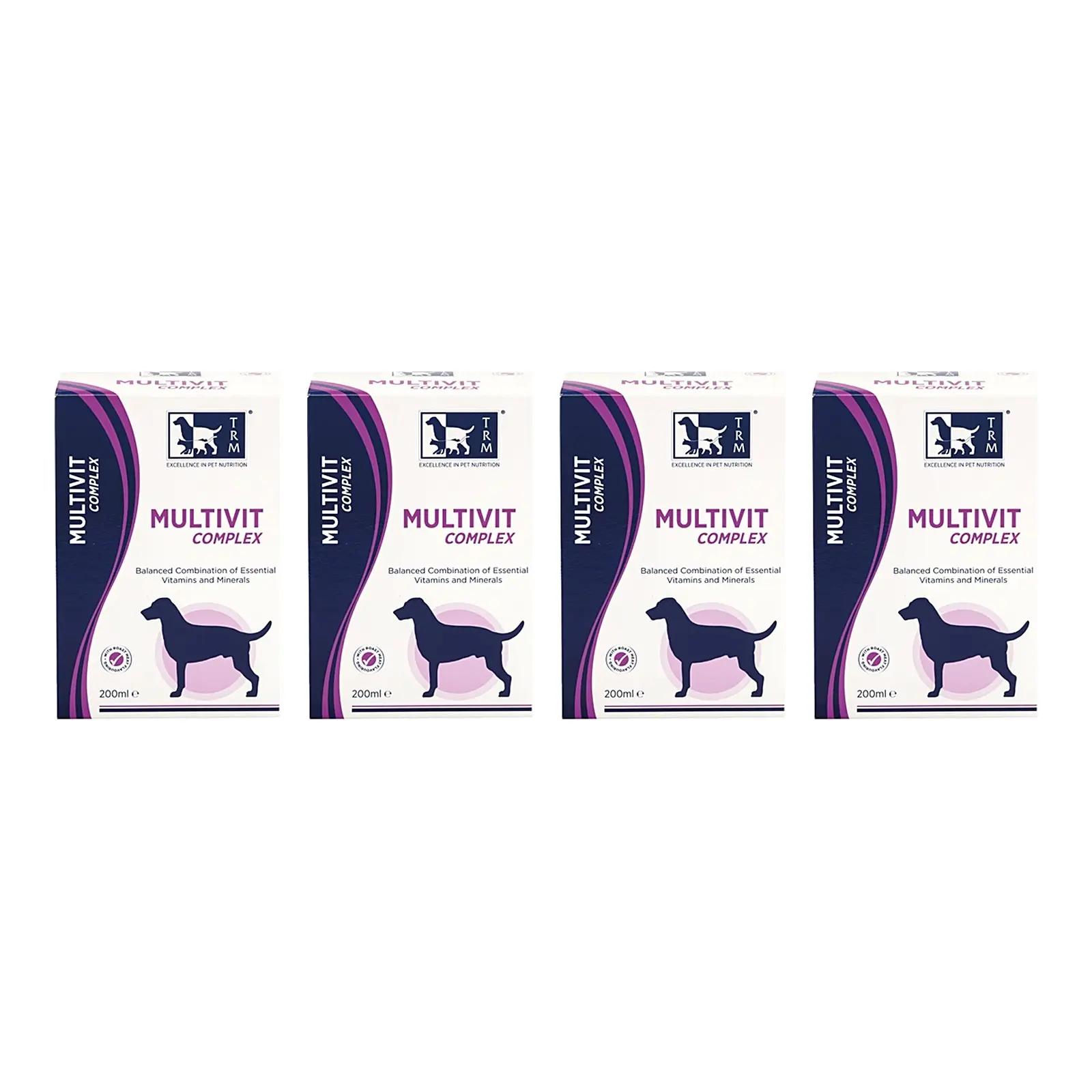 TRM Multivit Complex 200 ml – 4 stuks, vitaminen en mineralen voor honden (multipack) - Afbeelding 1