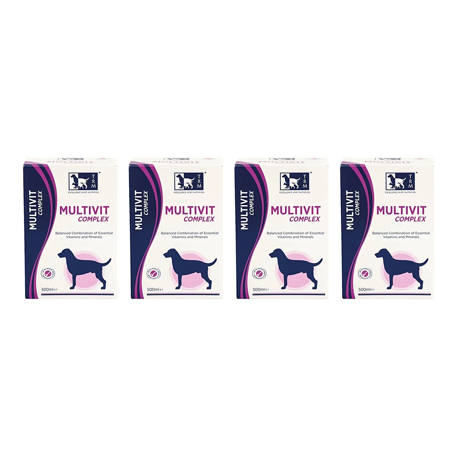 TRM Multivit Complex 500 ml – 4 stuks, vitaminen en mineralen voor honden (multipack) - Afbeelding 1