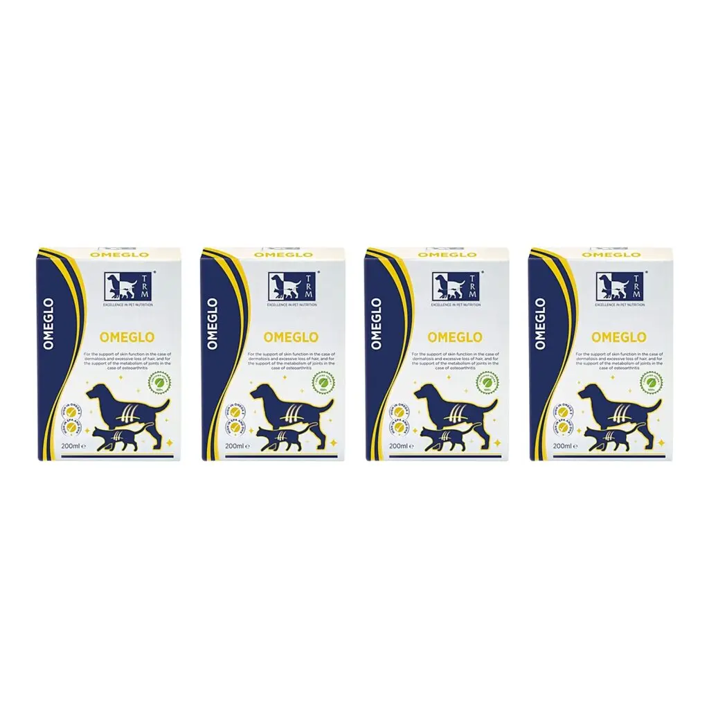 TRM Omeglo 200 ml – 4 stuks, omega 3-olie voor honden en katten (multipack)