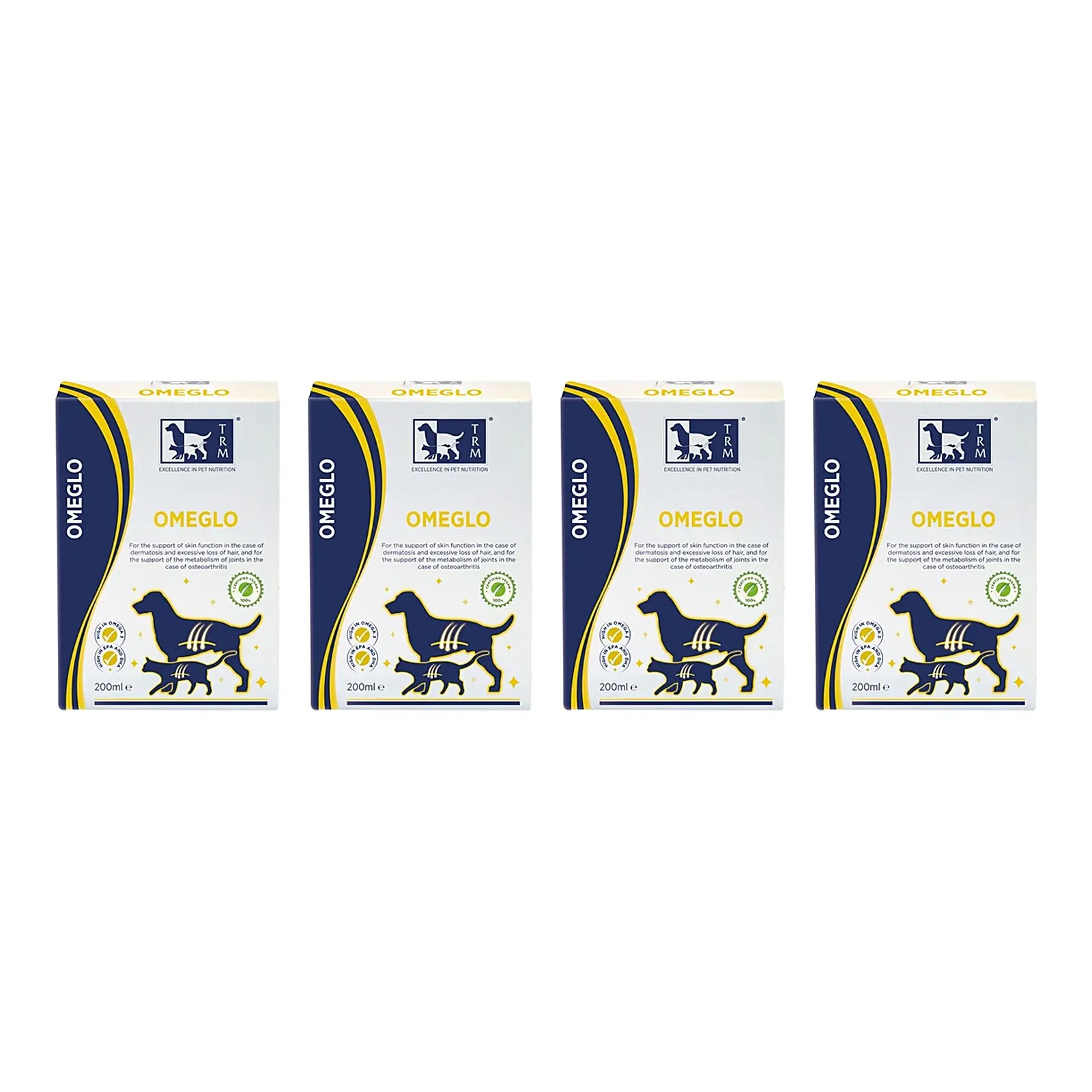 TRM Omeglo 200 ml – 4 stuks, omega 3-olie voor honden en katten (multipack) - Afbeelding 1