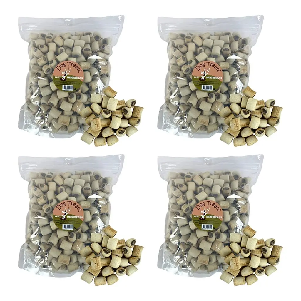 Dog Treatz mergkoekjes 2,5 kg – 4 stuks, krokante hondensnacks met rundvlees (multipack)
