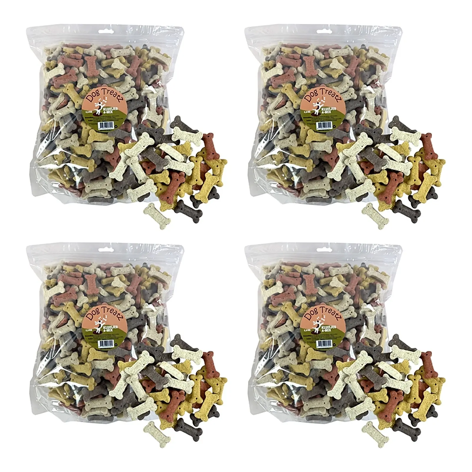 Dog Treatz kluifjes 4-Mix 2,5 kg – 4 stuks, krokante biscuitkluifjes in vier kleuren (multipack) - Afbeelding 1