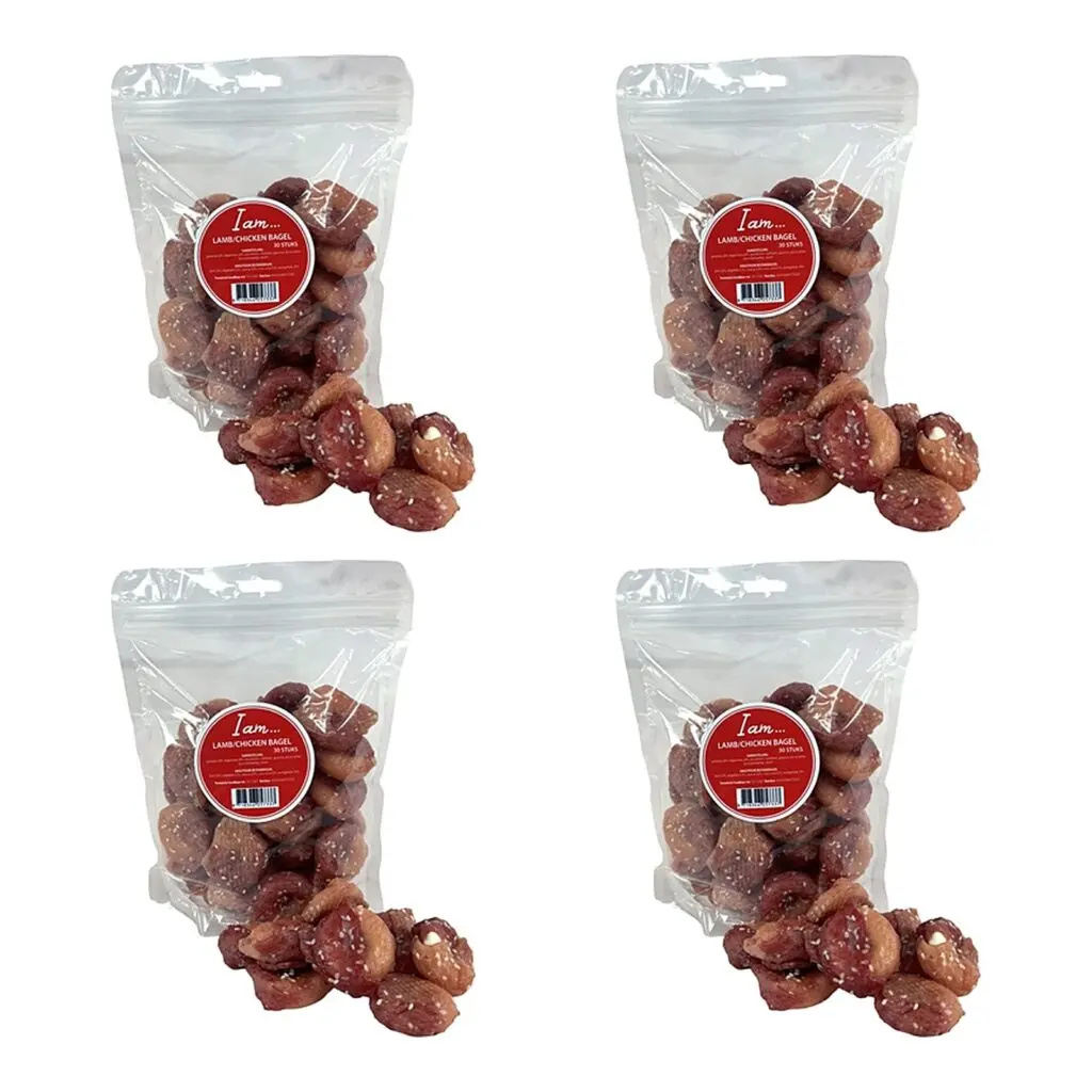 I Am Bagel lam en kip hondensnacks 30 stuks – 4 stuks, 56% vlees (multipack)
