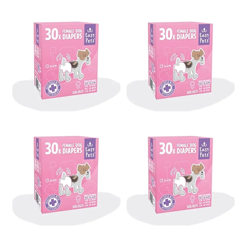 EasyPets hondenluiers voor teven XS/S 30 stuks – 4 stuks, ademend, absorberend (multipack)