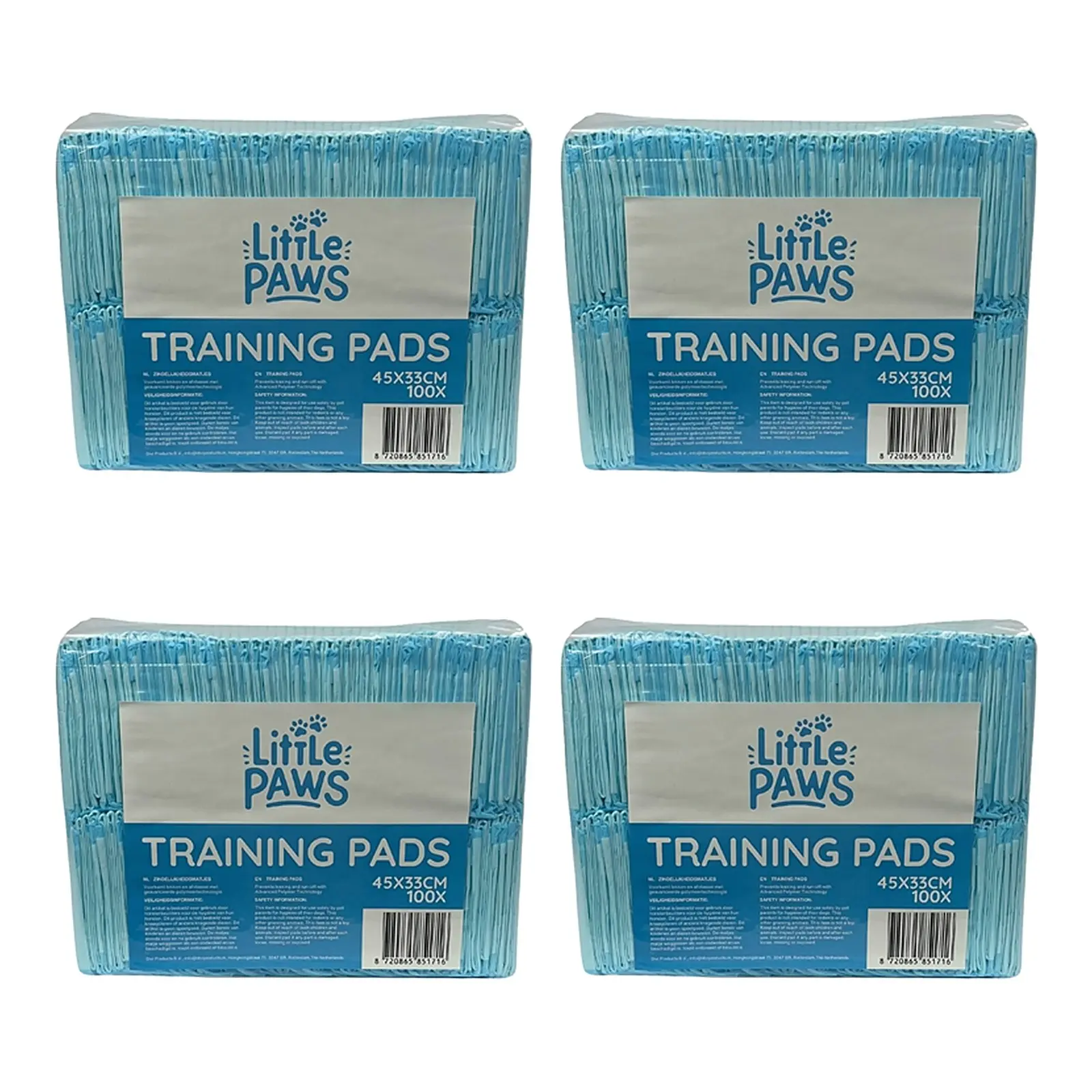 EasyPets Little Paws training pads 33 x 45 cm – 4 stuks, 100 stuks, geurloos (multipack) - Afbeelding 1
