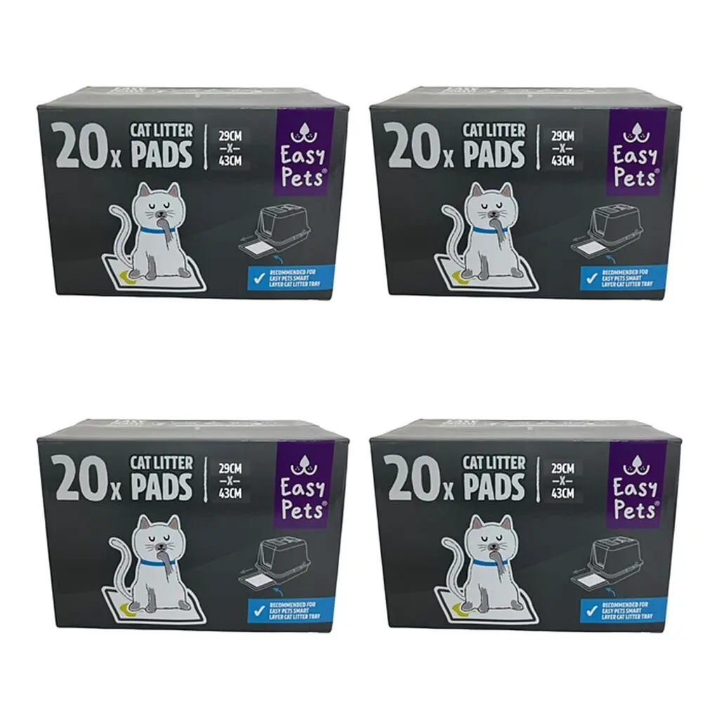 Easypets kattenbakpads 42 x 32 cm – 4 stuks, geurabsorberend, 20 stuks (multipack)
