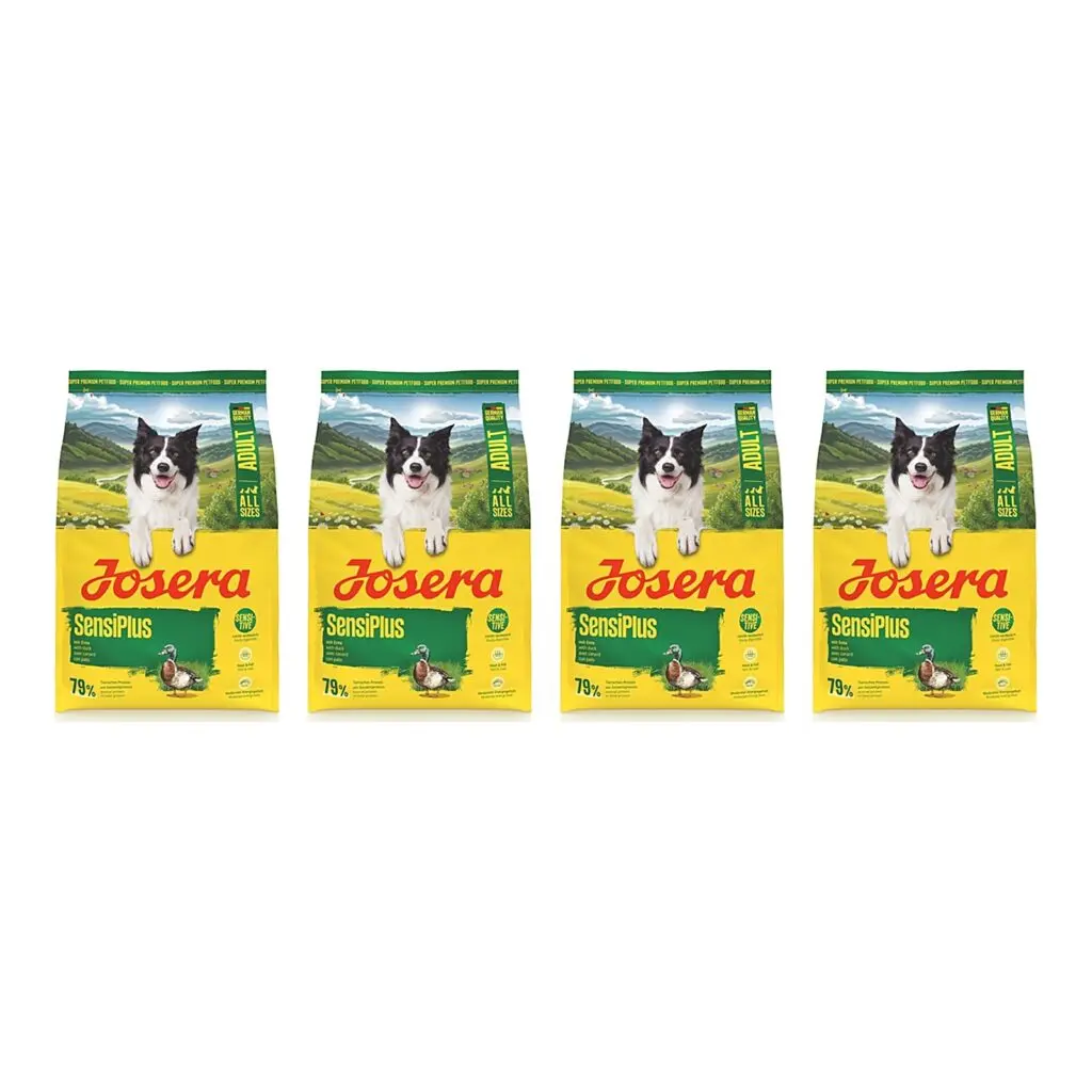 Josera hondenvoer Adult Sensiplus 3 kg – 4 stuks, eend en rijst, glutenvrij (multipack)