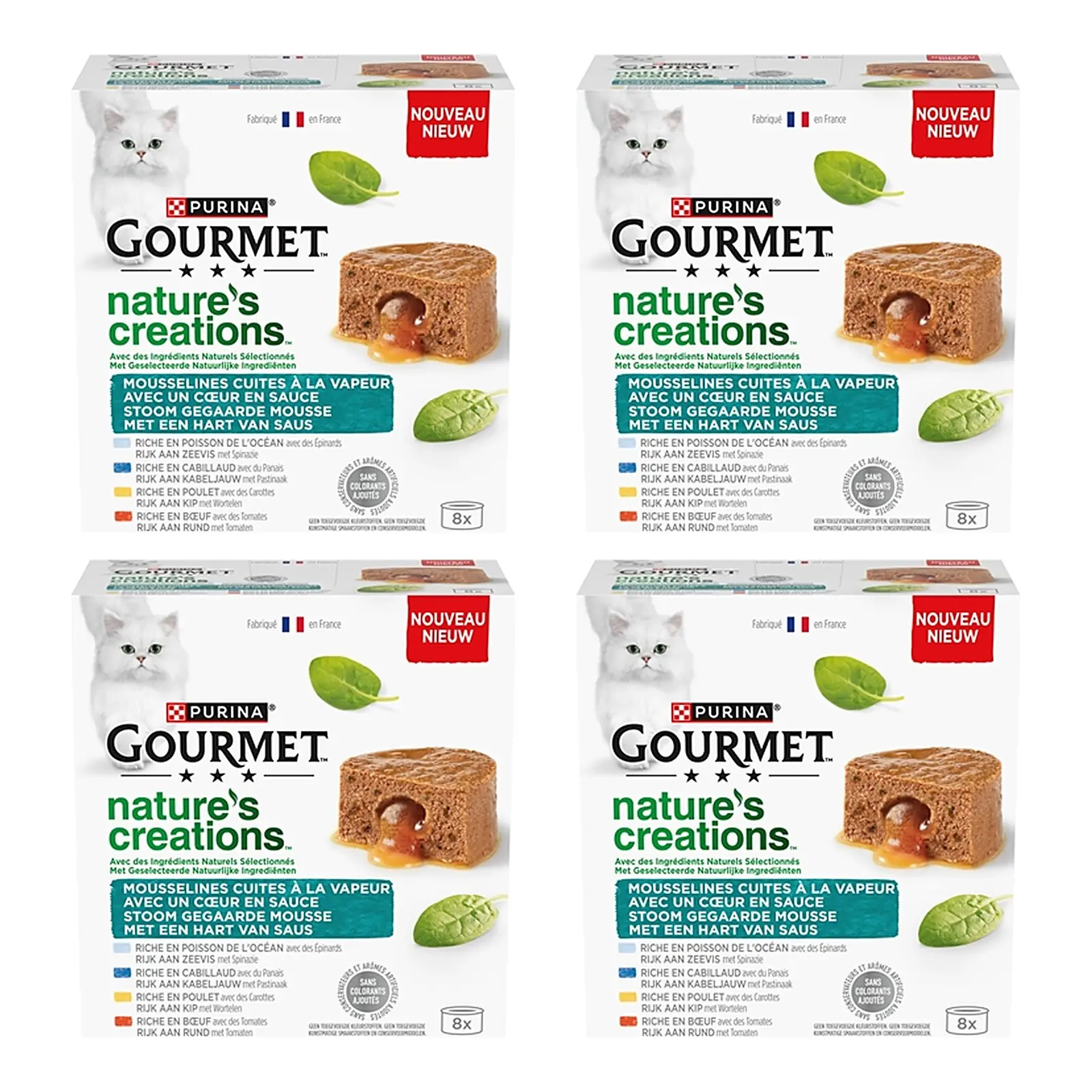 Gourmet Natures Creations Hart van Saus 8 x 85 g – 4 stuks, natvoer voor katten (multipack) - Afbeelding 1