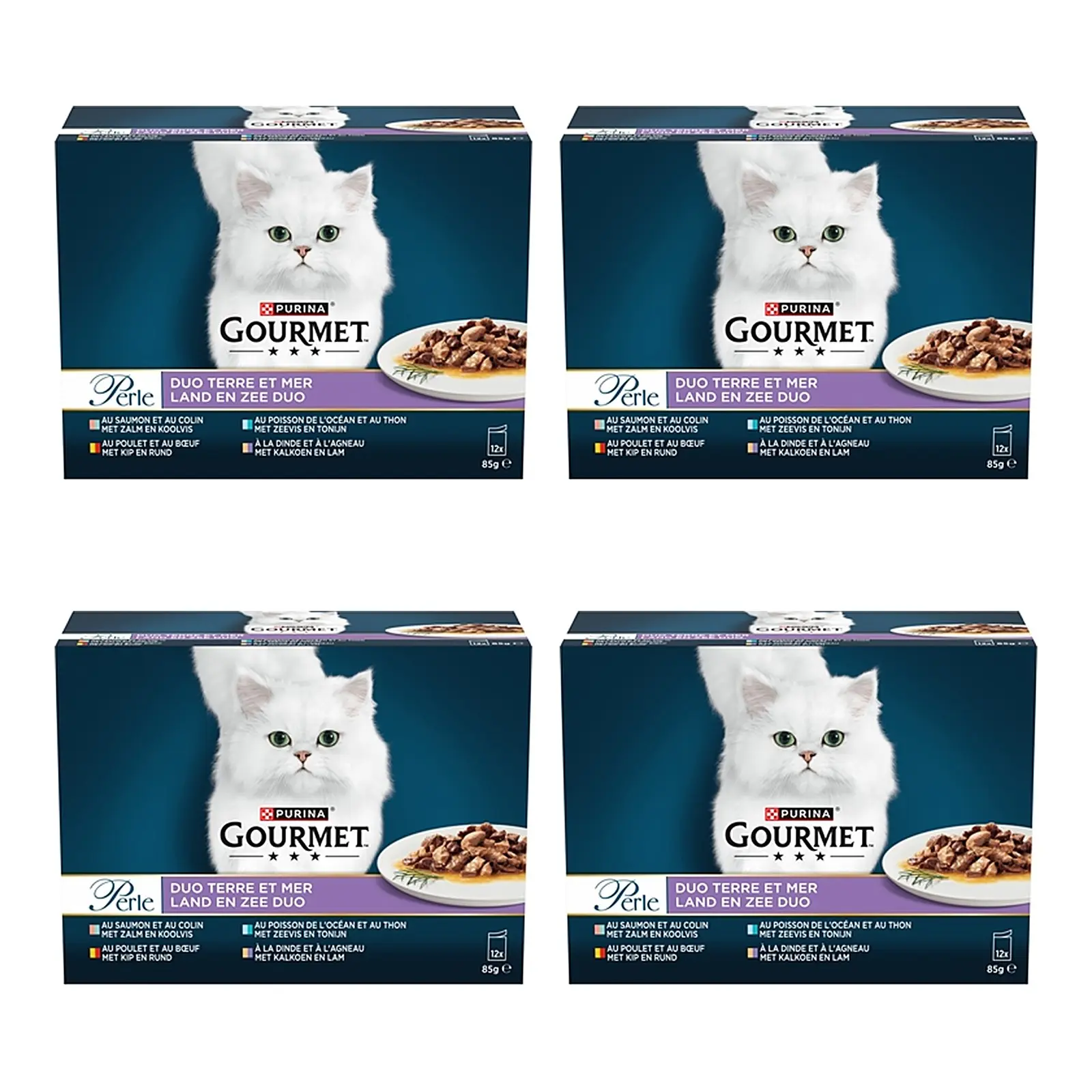 Gourmet Perle Duo vlees en vis mini filets in saus 12 x 85 g – 4 stuks (multipack) - Afbeelding 1