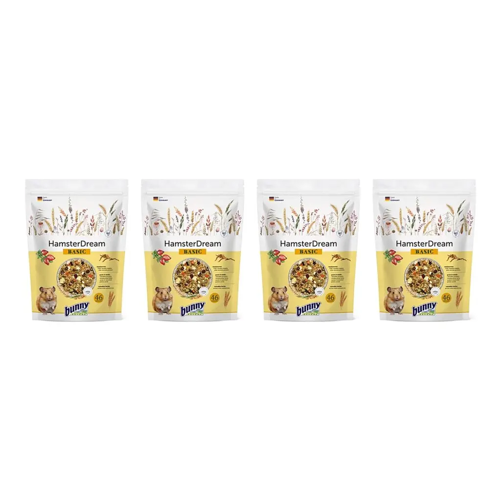 Bunny Nature Hamsterdroom Basic 600 g – 4 stuks, compleet hamstervoer (multipack)