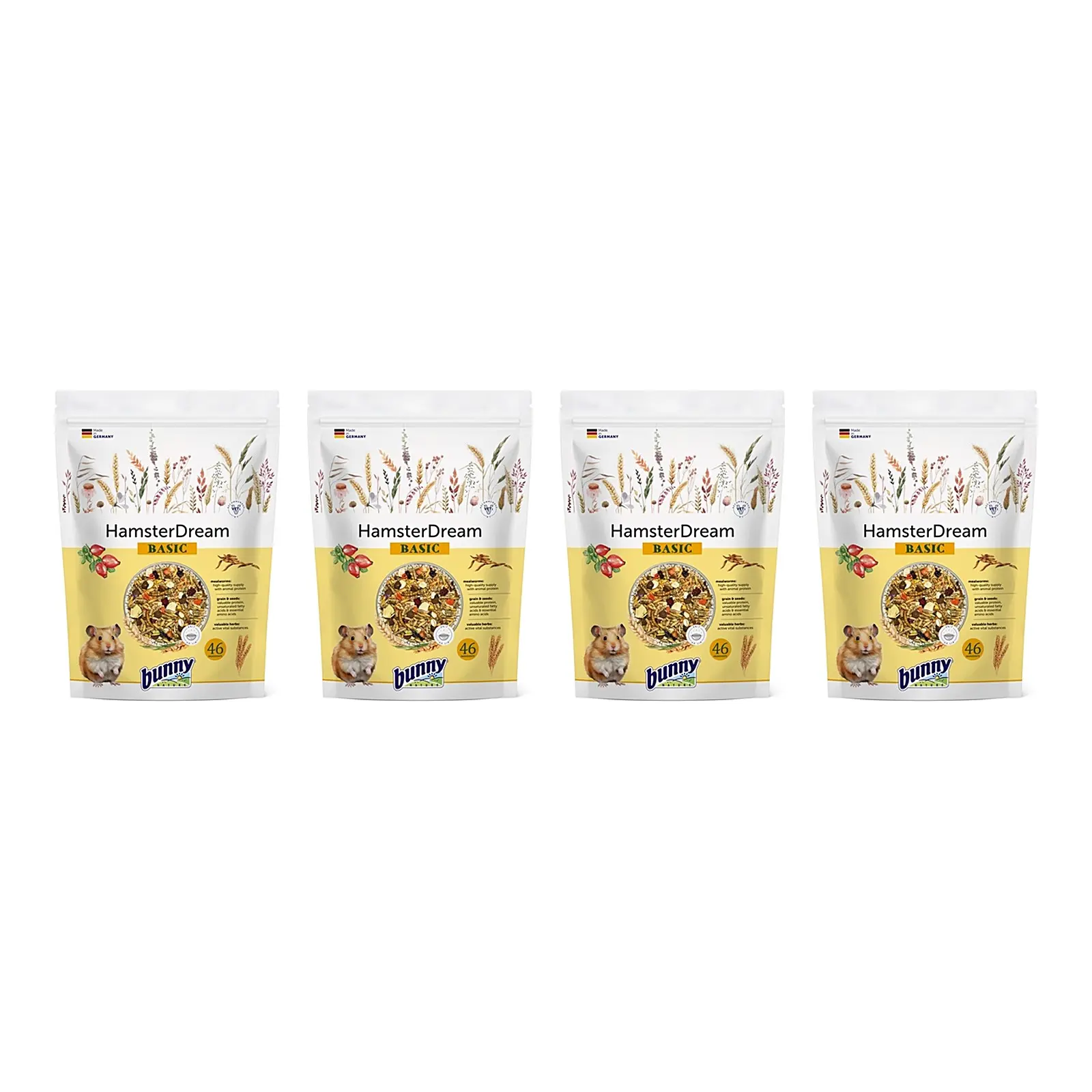 Bunny Nature Hamsterdroom Basic 600 g – 4 stuks, compleet hamstervoer (multipack) - Afbeelding 1