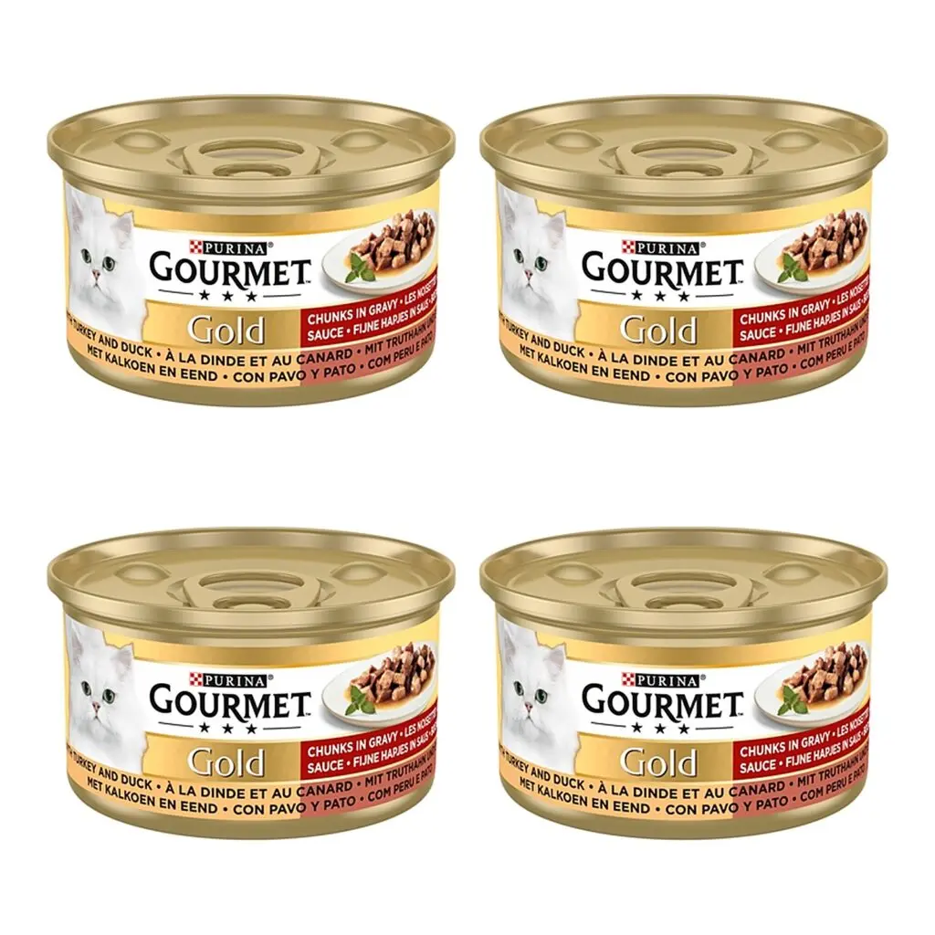 Gourmet Gold kattenvoer kalkoen en eend 24 x 85 g – multipack 4 stuks