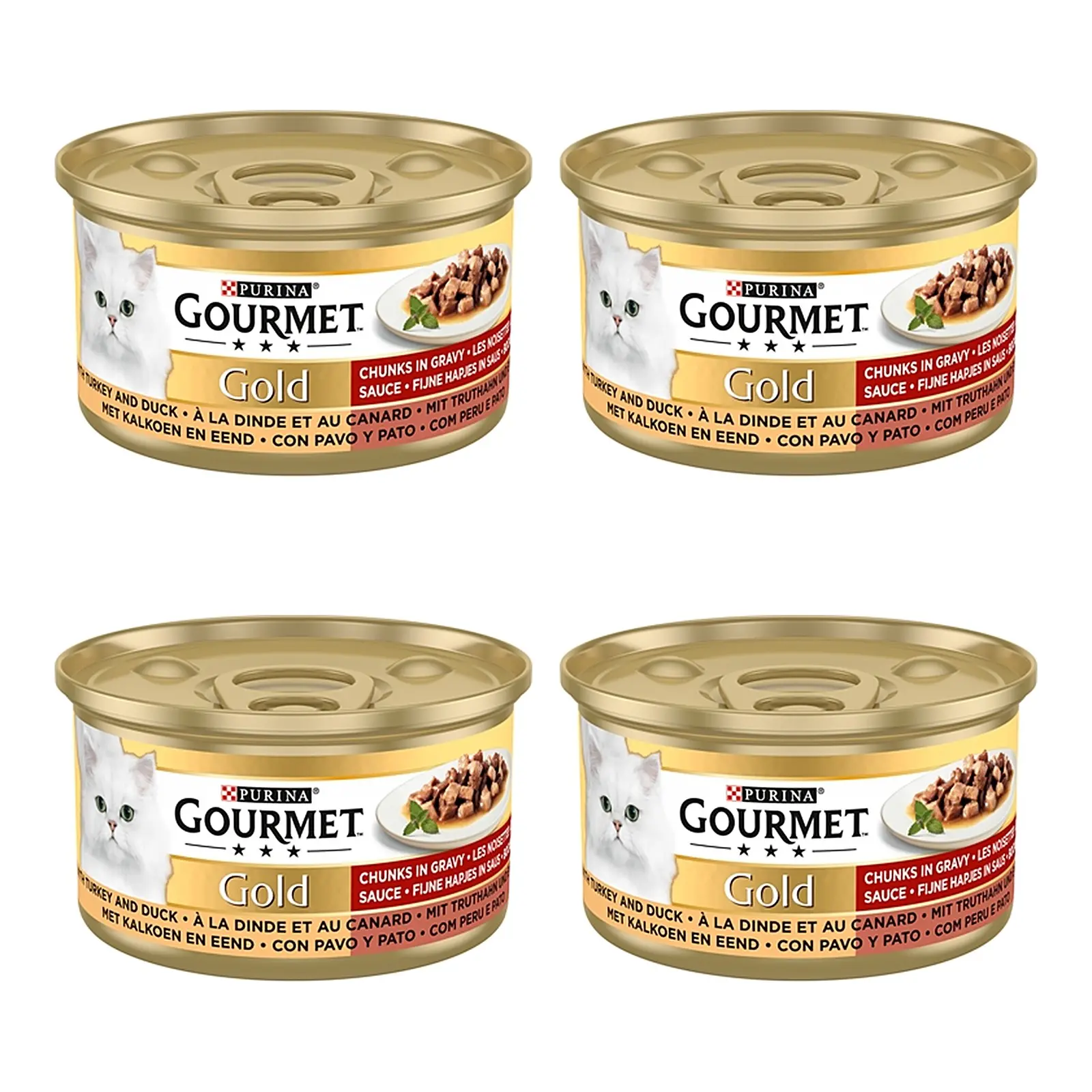 Gourmet Gold kattenvoer kalkoen en eend 24 x 85 g – multipack 4 stuks - Afbeelding 1