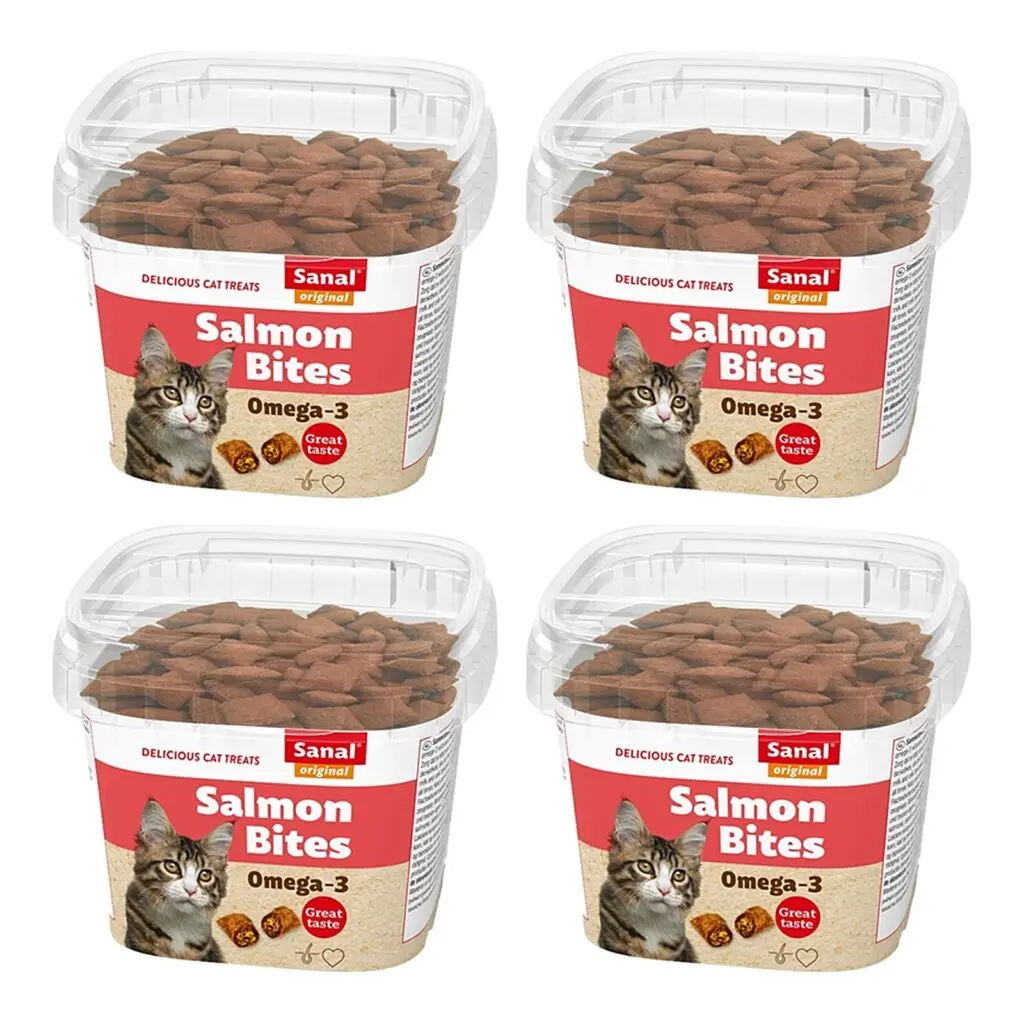 Sanal kattensnoepjes zalm met zalmvulling 75 g – multipack 4 stuks