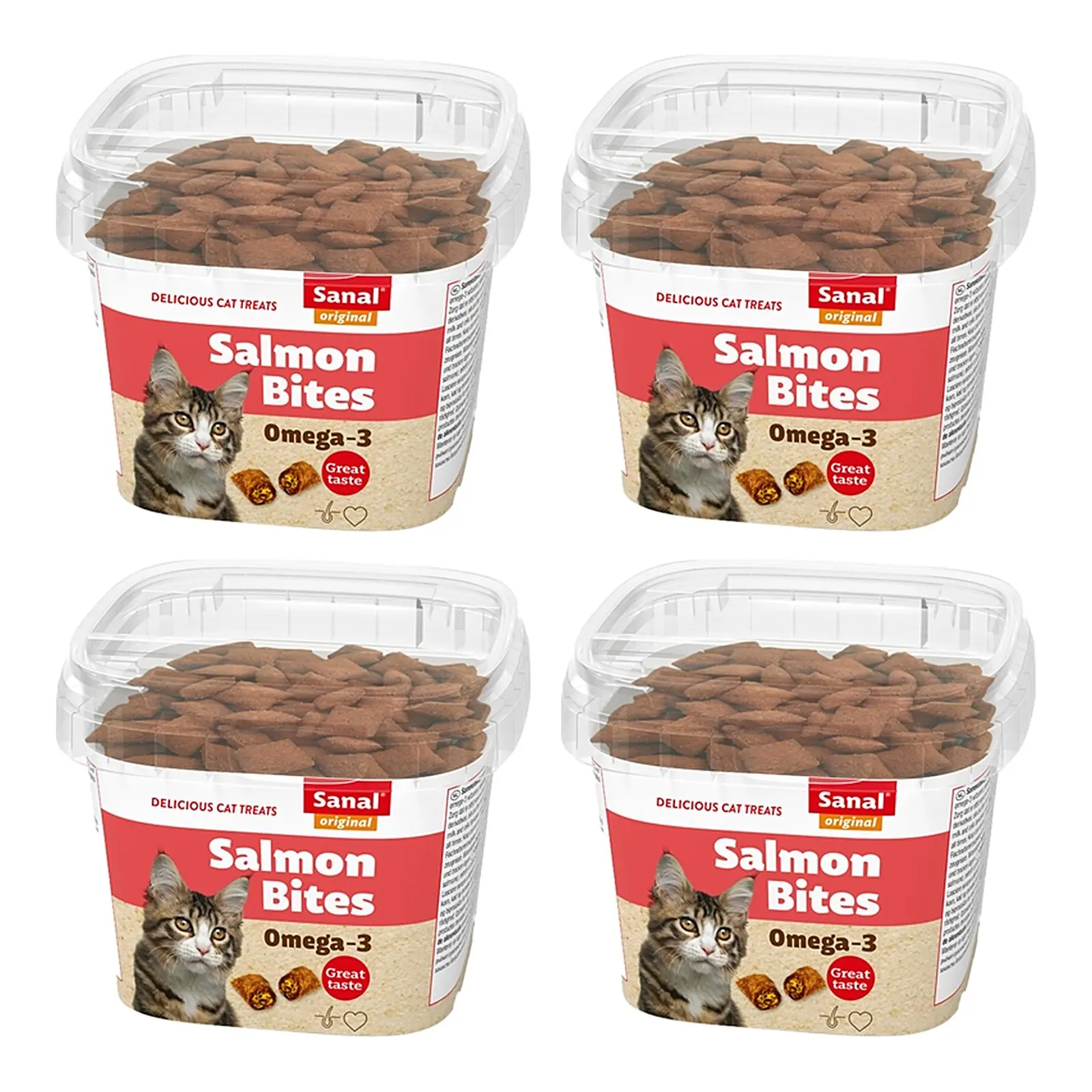 Sanal kattensnoepjes zalm met zalmvulling 75 g – multipack 4 stuks - Afbeelding 1