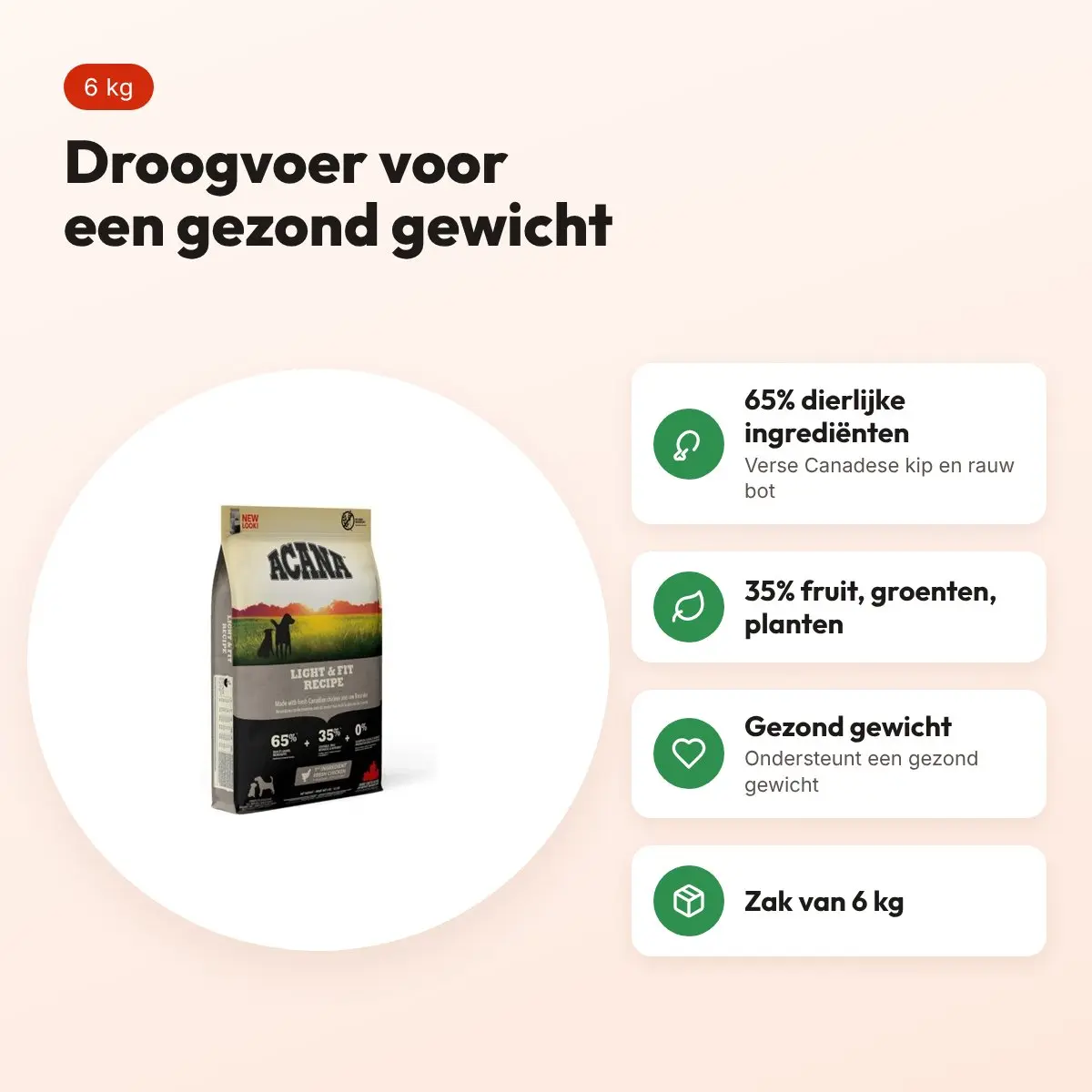 Acana hondenvoer Light & Fit 6 kg – kip, voor een gezond gewicht – voordelen