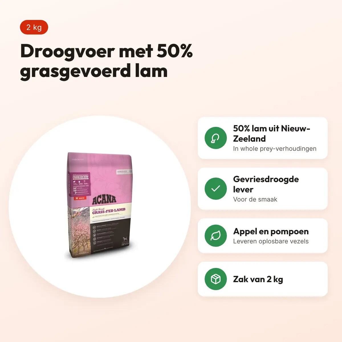 Acana Singles hondenvoer Grass-Fed Lamb 2 kg – grasgevoerd lam – voordelen