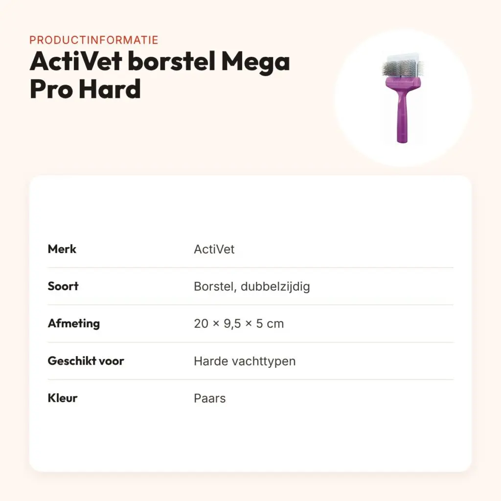 ActiVet borstel Mega Pro Hard paars 20 x 9,5 x 5 cm – dubbelzijdig – productinformatie