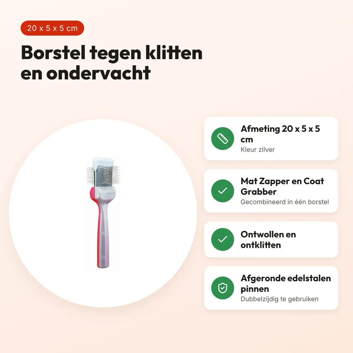 ActiVet borstel Undercoater Mat Zapper & Grabber zilver 20 x 5 x 5 cm – voordelen