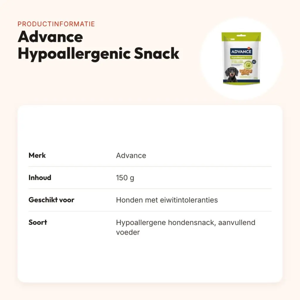 Advance Hypoallergenic Snack 150 g – hypoallergene hondensnack – productinformatie