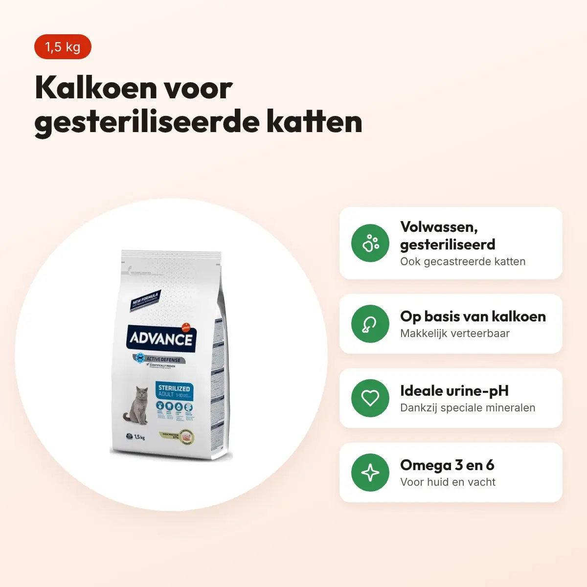 Advance kattenvoer Sterilized Turkey 1,5 kg – kalkoen – voordelen