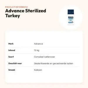 Advance kattenvoer Sterilized Turkey 15 kg – kalkoen – productinformatie