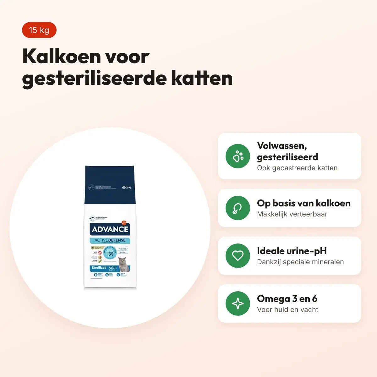 Advance kattenvoer Sterilized Turkey 15 kg – kalkoen – voordelen