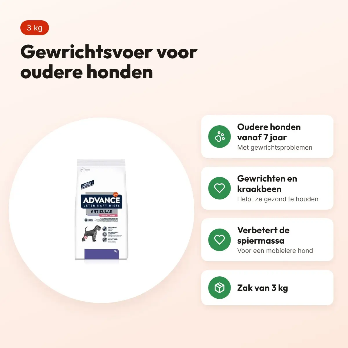 Advance Veterinary Diet hondenvoer Articular Senior 3 kg – vanaf 7 jaar – voordelen