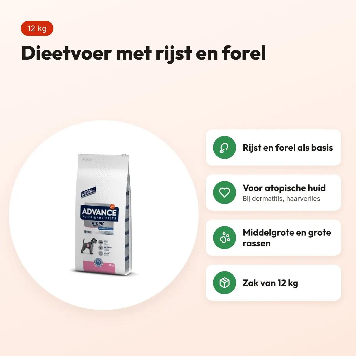 Advance Veterinary Diet hondenvoer Atopic Medium/Maxi 12 kg – huid – voordelen