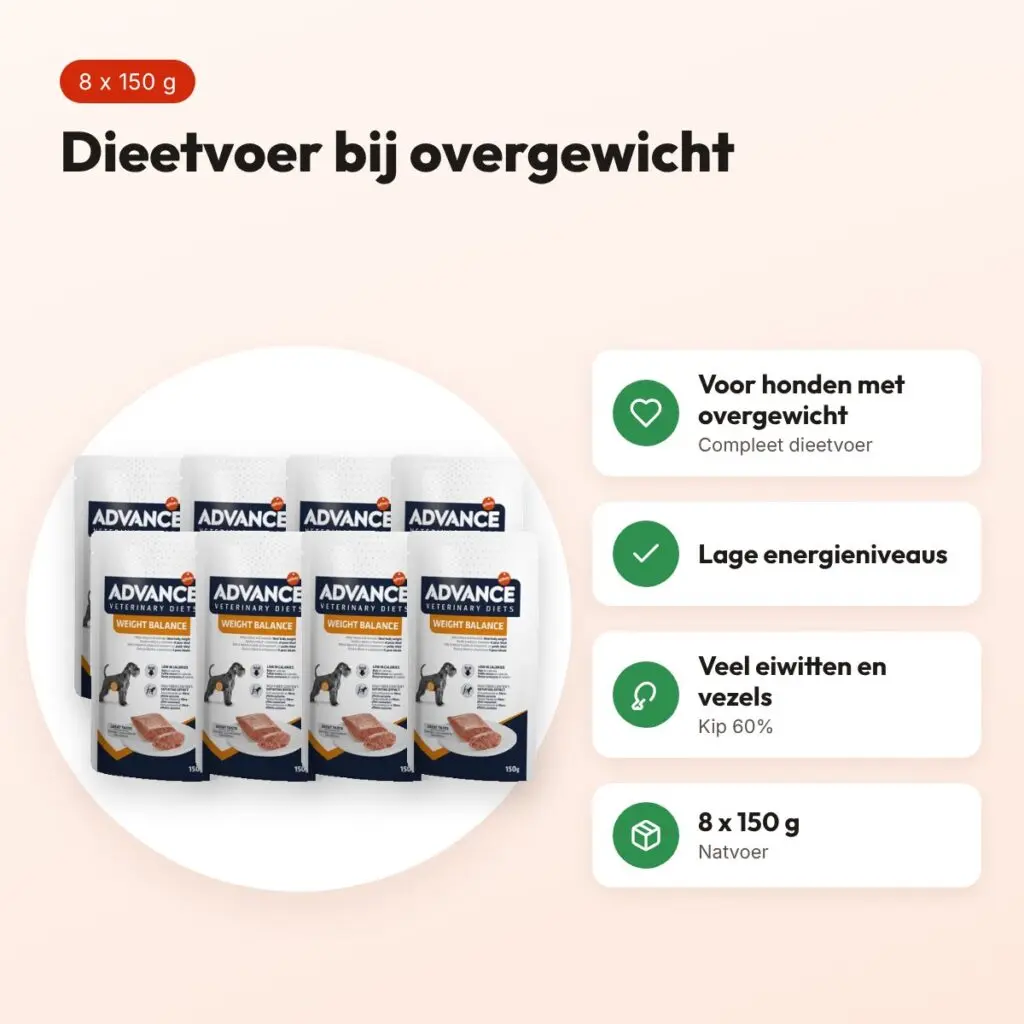 Advance Veterinary Diet hondenvoer Weight Balance 8 x 150 g – natvoer – voordelen