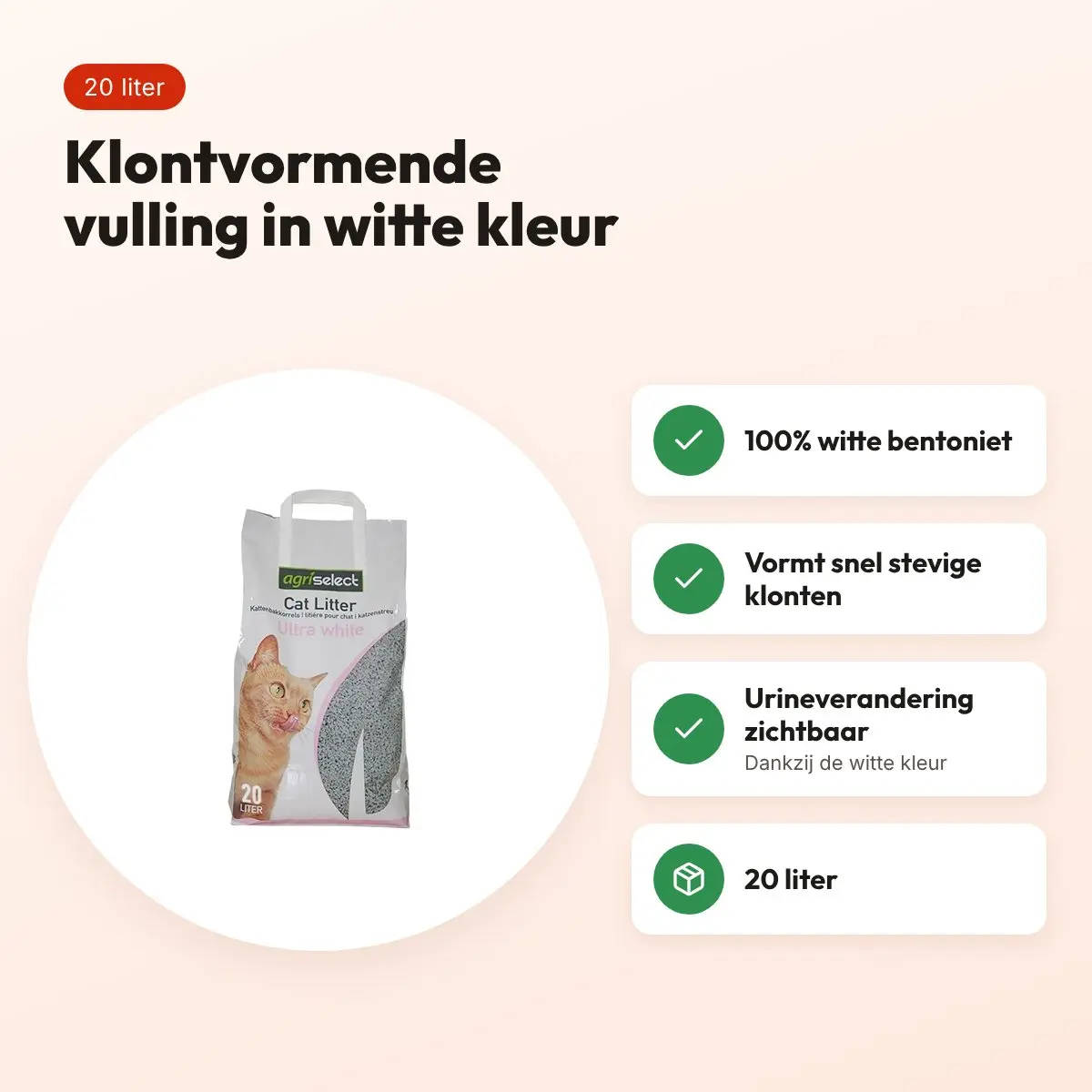 Agriselect Ultra White kattenbakvulling klontvormend 20 liter – voordelen