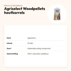 Agriselect Woodpellets kattenbakvulling houtkorrels 20 liter – productinformatie