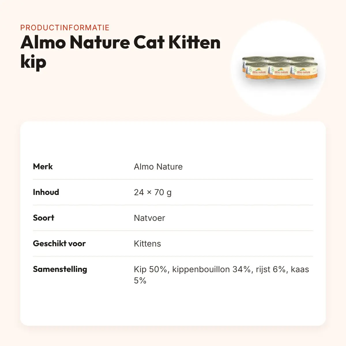 Almo Nature Cat Kitten natvoer kip 24 x 70 g – productinformatie