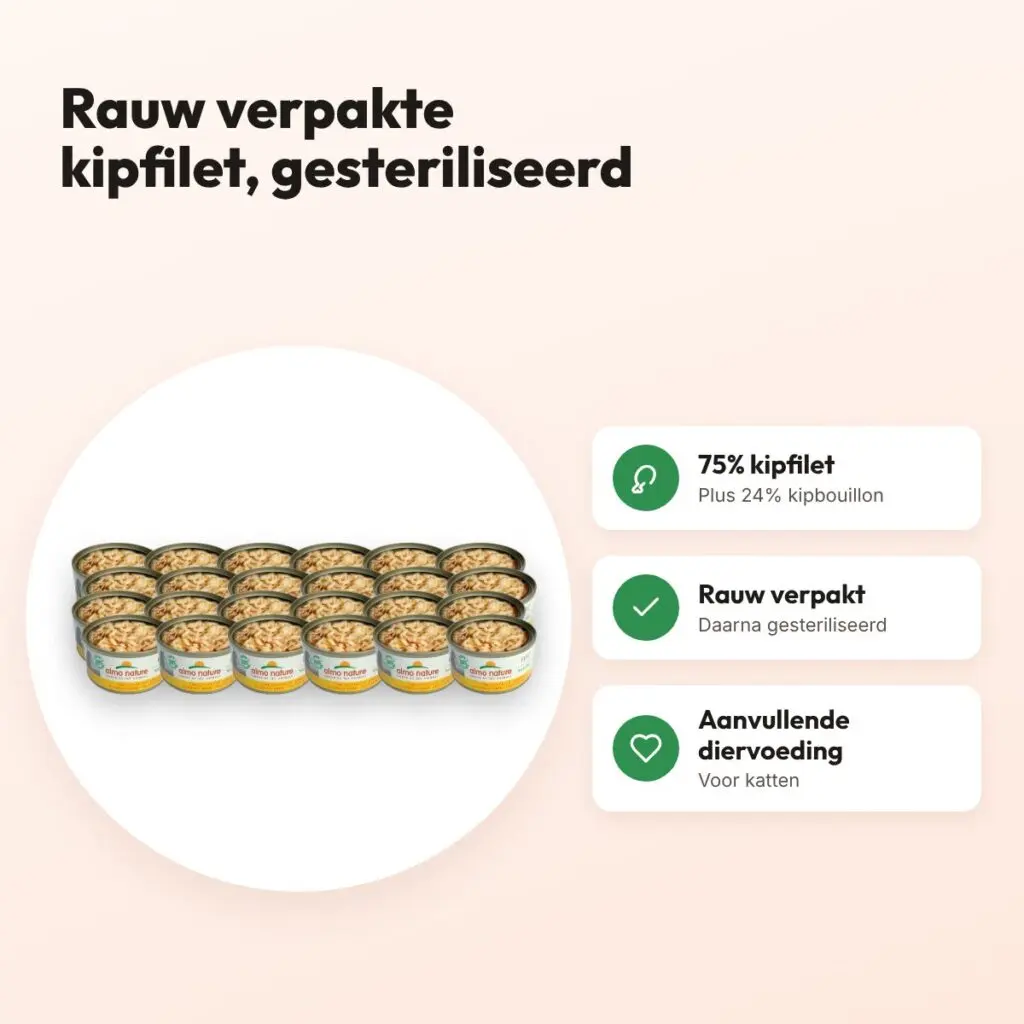 Almo Nature Cat natvoer kipfilet 24 x 70 g – rauw verpakt – voordelen