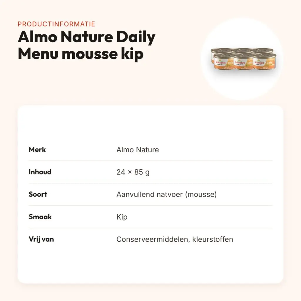 Almo Nature Daily Menu mousse kip 24 x 85 g – kattenvoer – productinformatie