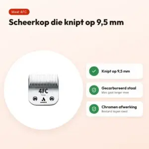 Andis scheerkop 4FC 9,5 mm – gecarbureerd staal, chroom – voordelen