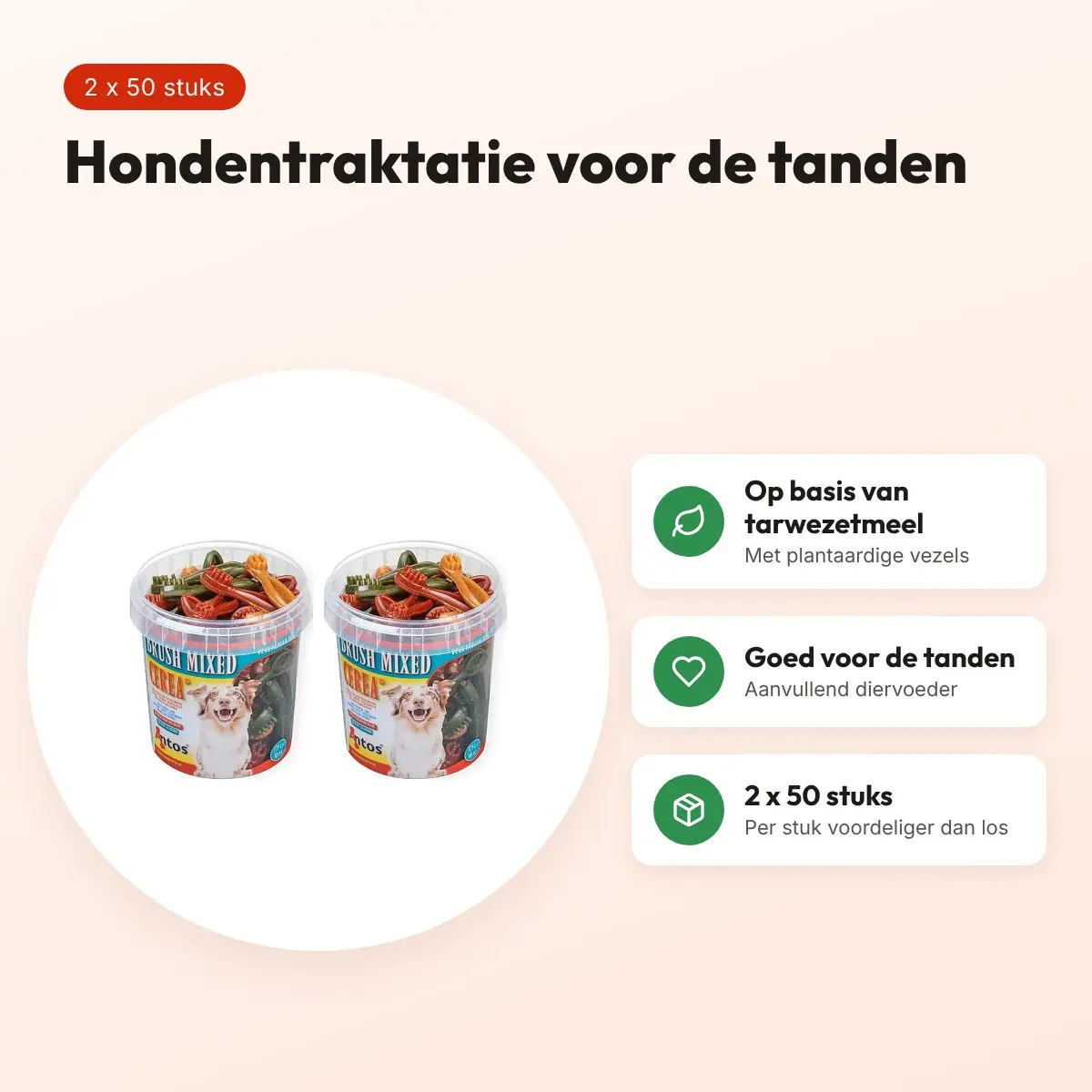 Antos hondensnack Mixed Brush – multipack 2 x 50 stuks – voordelen