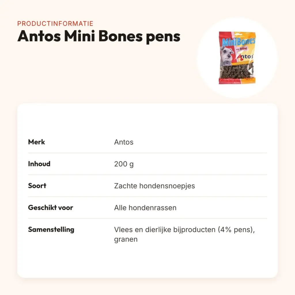 Antos Mini Bones pens 200 g – zachte hondensnoepjes – productinformatie