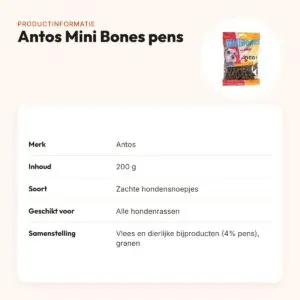 Antos Mini Bones pens 200 g – zachte hondensnoepjes – productinformatie