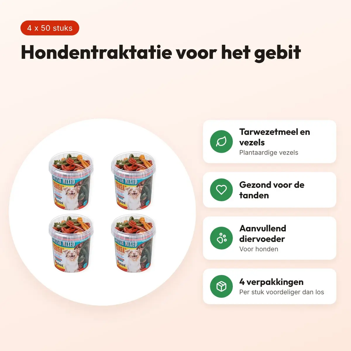 Antos Mixed Brush hondentraktatie 50 stuks – multipack 4 x 50 stuks – voordelen