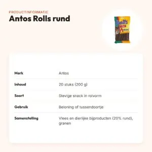 Antos Rolls rund 20 stuks (200 g) – stevige hondensnacks – productinformatie