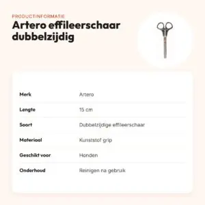 Artero dubbelzijdige effileerschaar 15 cm – kunststof grip, voor honden – productinformatie