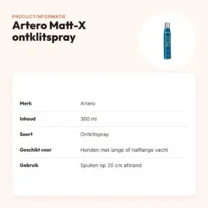 Artero Matt-X ontklitspray 300 ml – hydraterend, voor hondenvacht – productinformatie