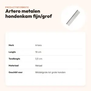 Artero metalen hondenkam fijn/grof met ronde greep 19 cm – productinformatie