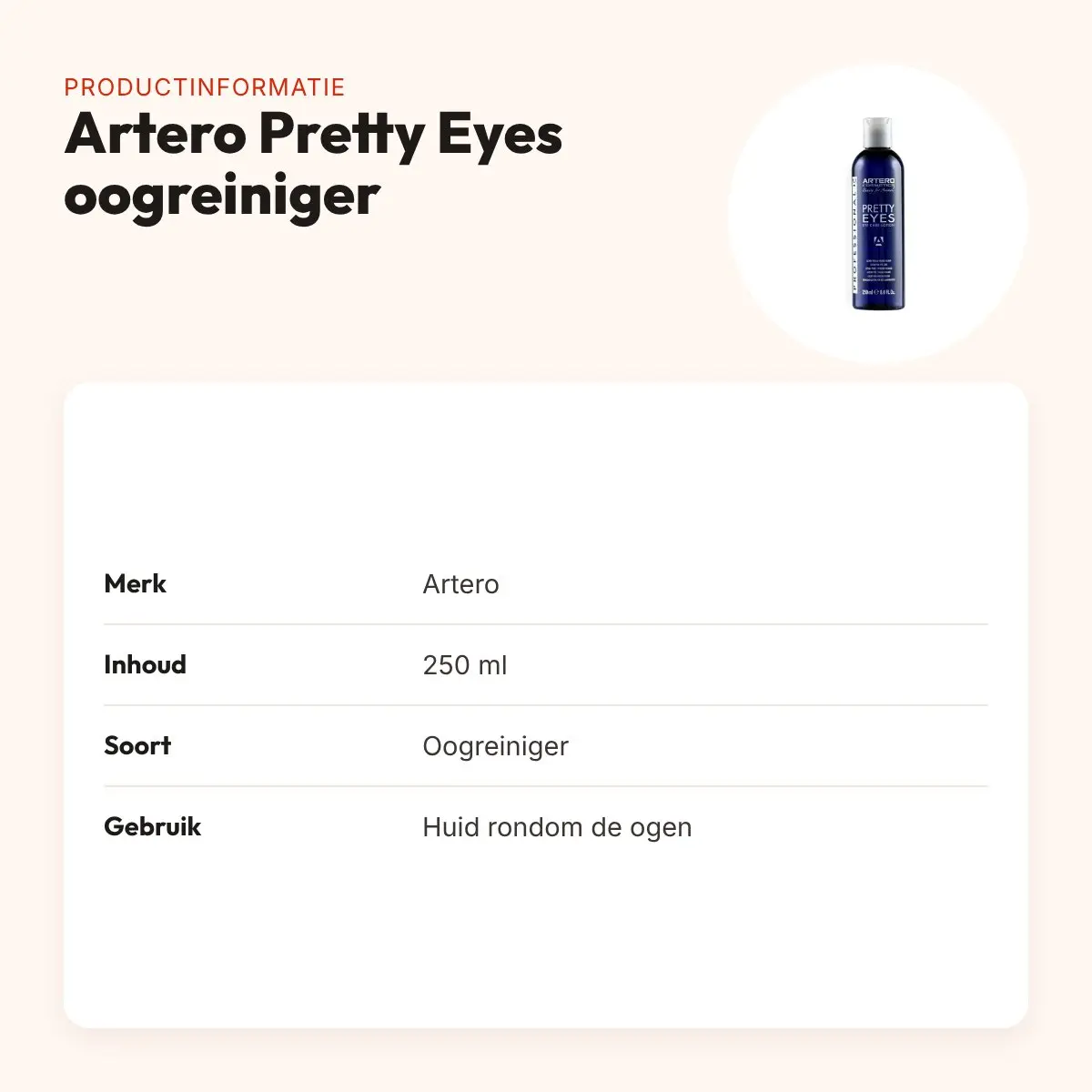 Artero Pretty Eyes oogreiniger 250 ml – tranenvrij – productinformatie