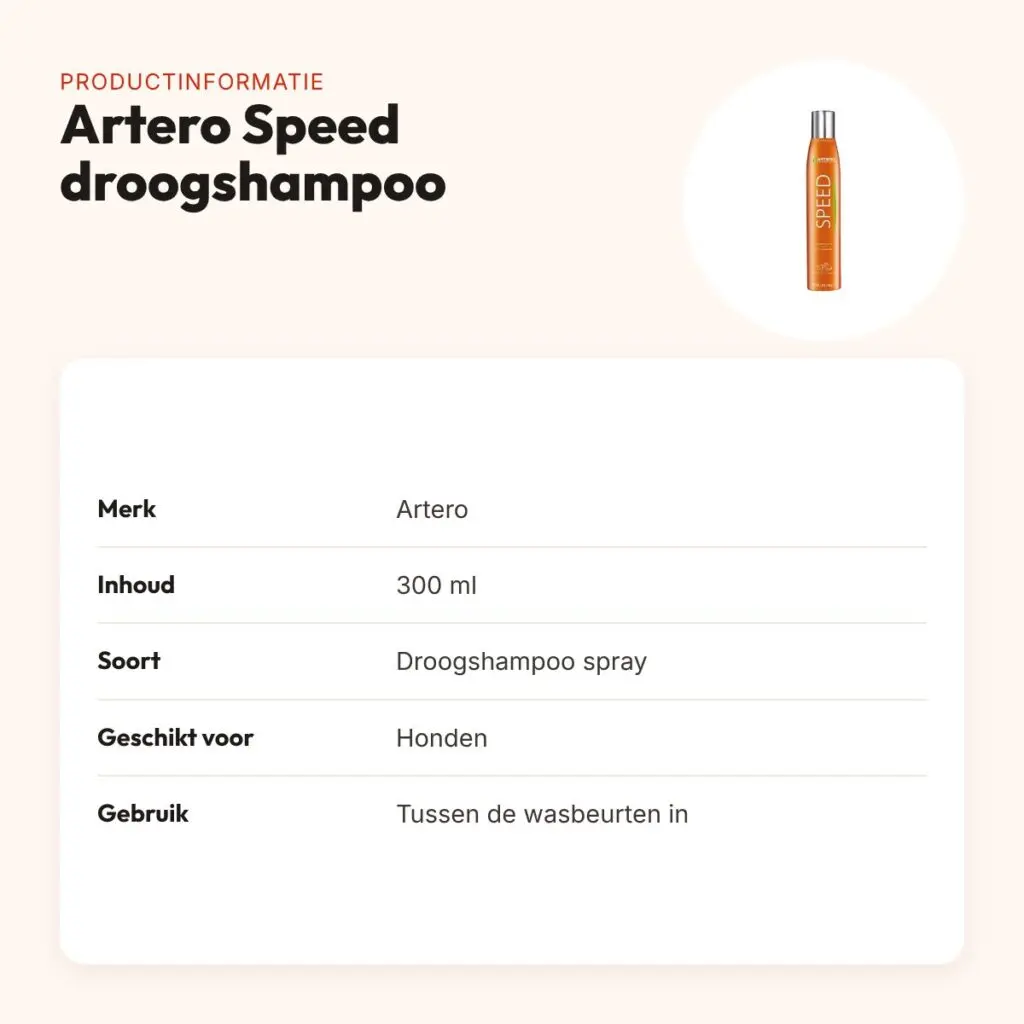 Artero Speed droogshampoo spray 300 ml – snelwerkend, voor honden – productinformatie