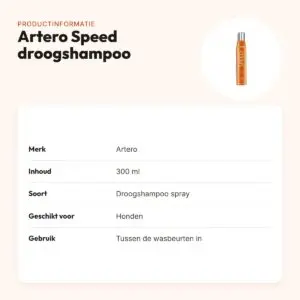 Artero Speed droogshampoo spray 300 ml – snelwerkend, voor honden – productinformatie