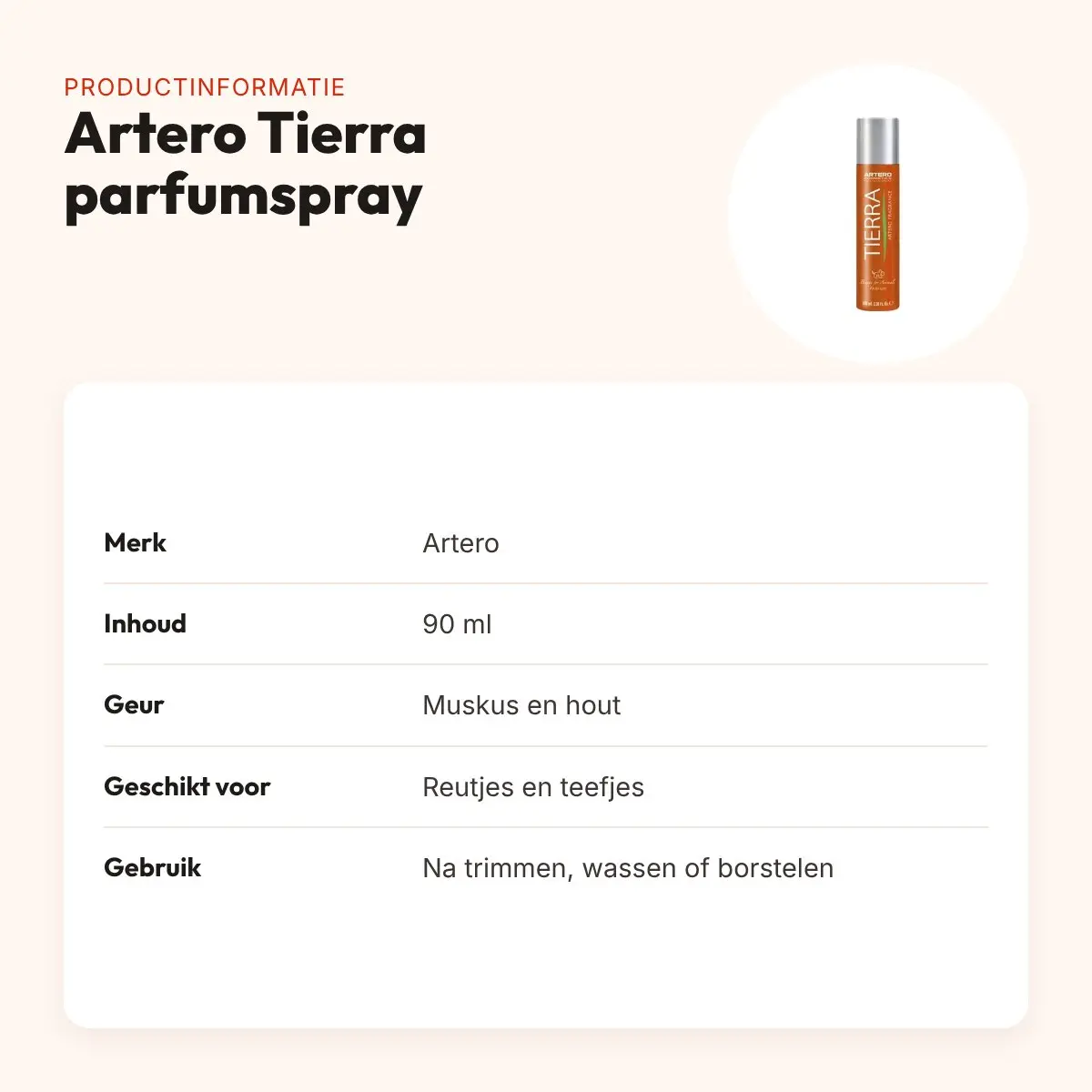 Artero Tierra parfumspray 90 ml – houtgeur voor honden – productinformatie